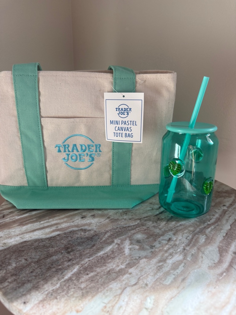 Mini Pastel Canvas Tote Bag - Mint
